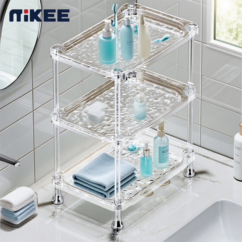 3-layer Bathroom Water Ripple Transparent Shelf