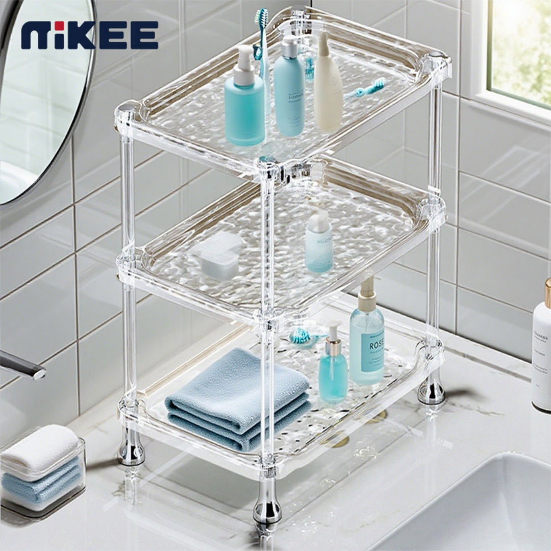 3-layer Bathroom Water Ripple Transparent Shelf