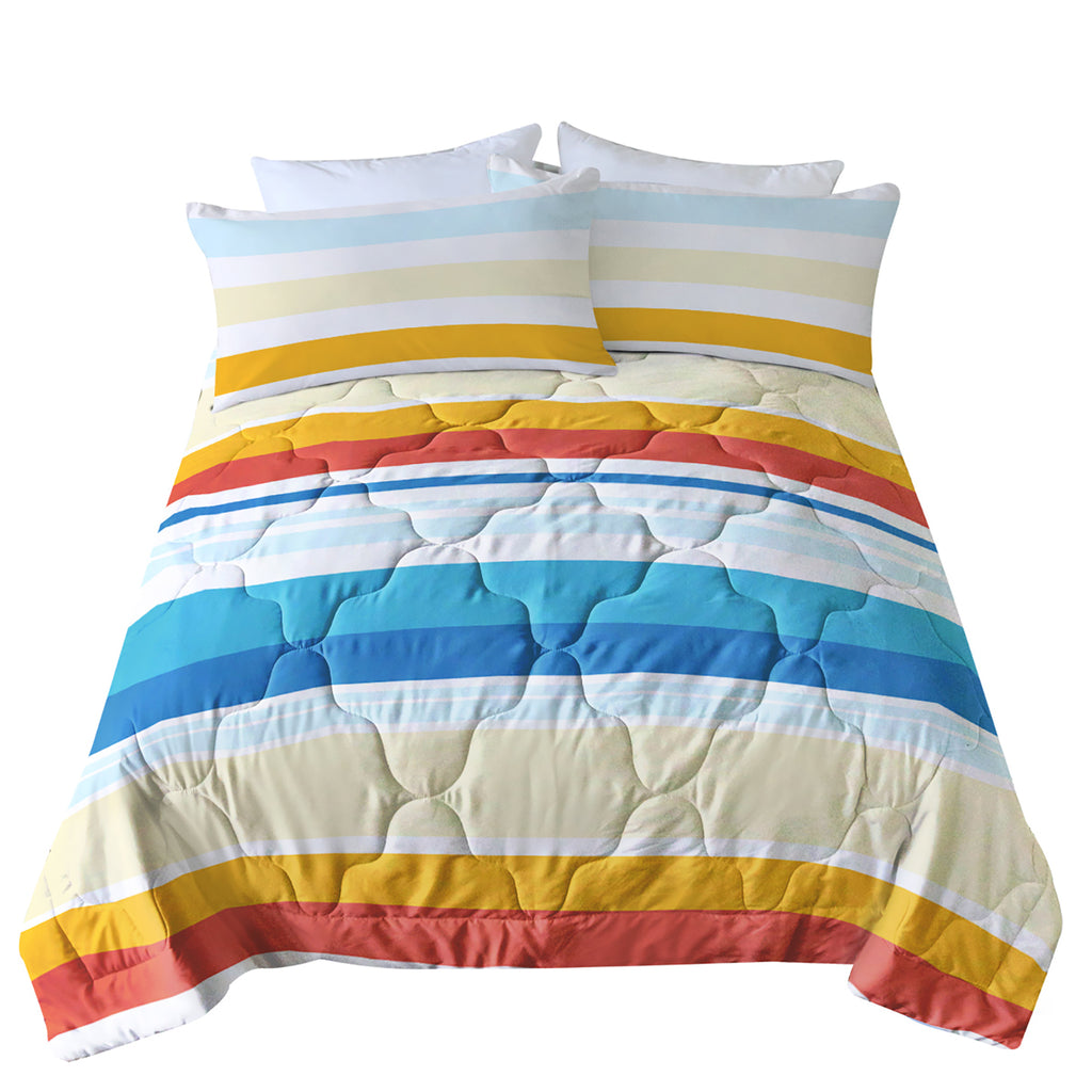 3-Piece Rainbow Stripe Comforter Set
