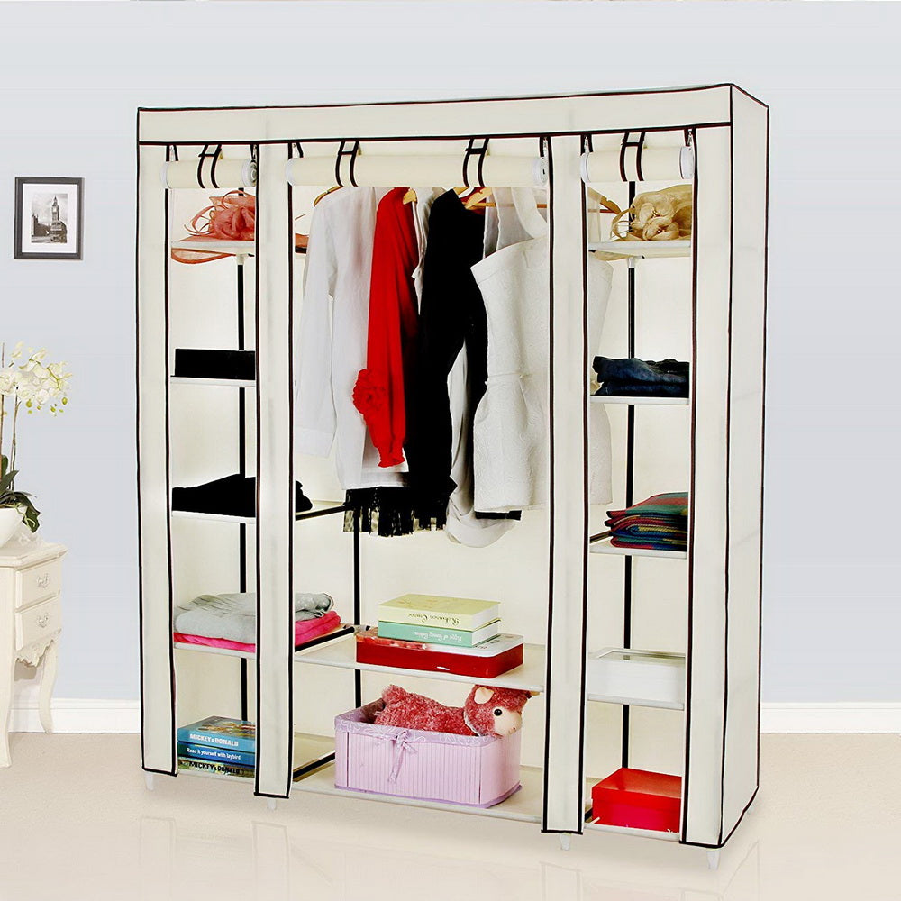 12-Compartment Portable Wardrobe - Beige