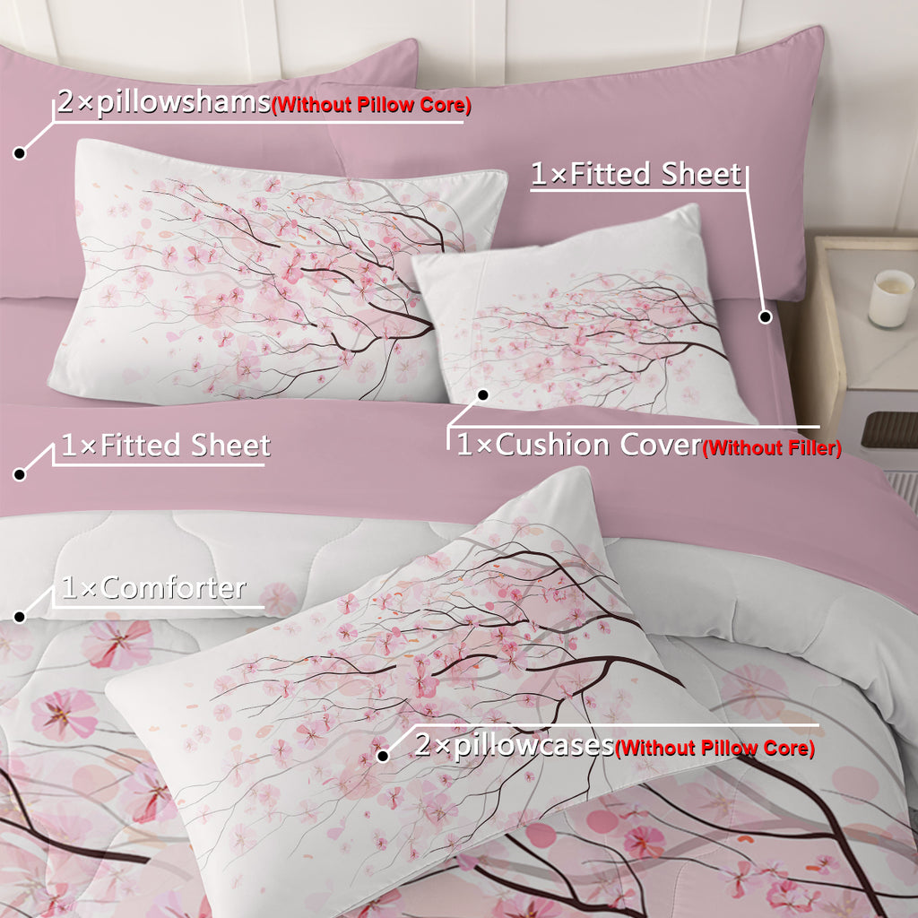 8-Piece Cherry Blossom Comforter Set