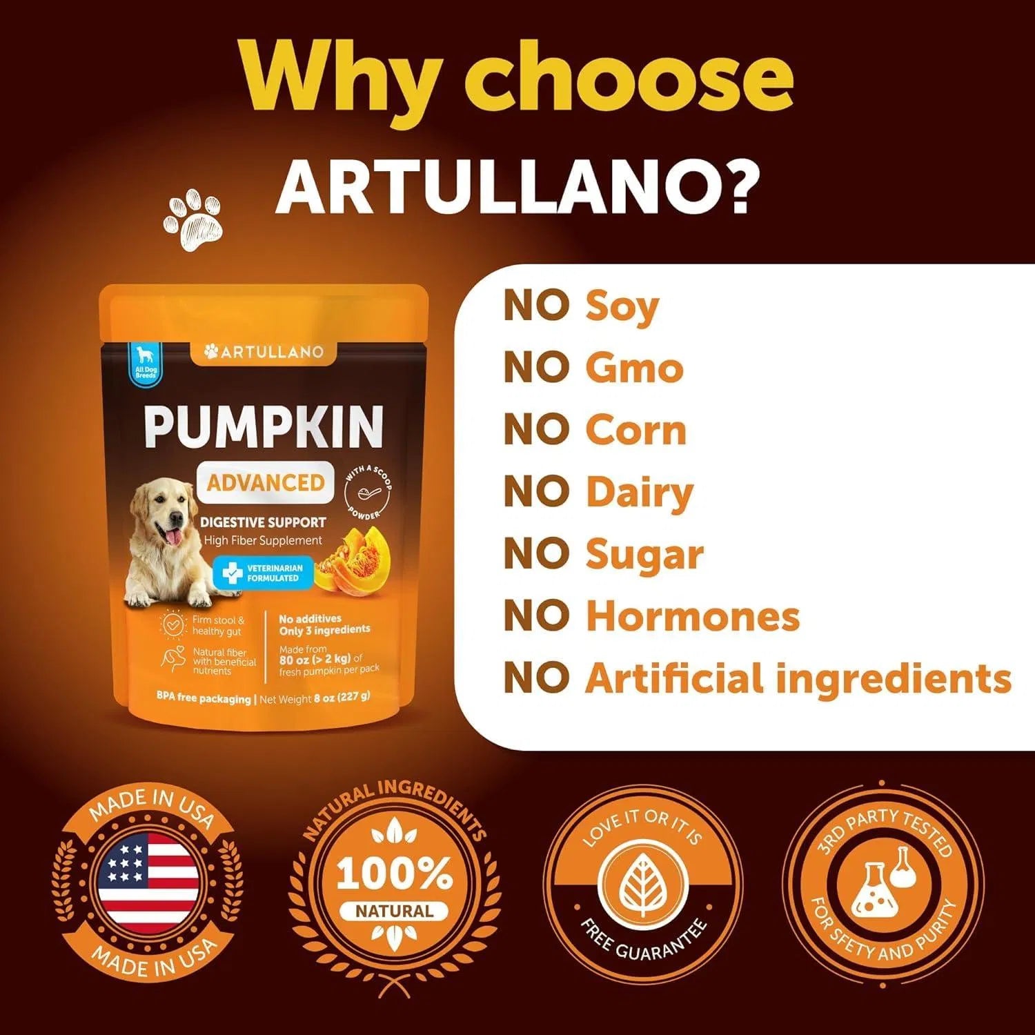 Organic Pumpkin Powder for Dogs - Digestive Support & Fiber Supplement