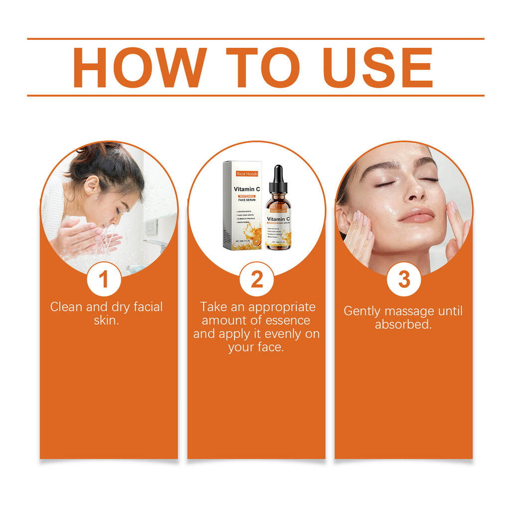 West&Month Vitamin C Face Serum, Moisturizing, Hydrating, Brightening, Tender And Smooth Skin Essence