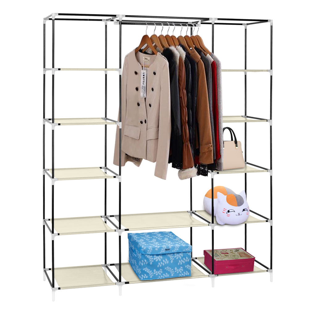 12-Compartment Portable Wardrobe - Beige