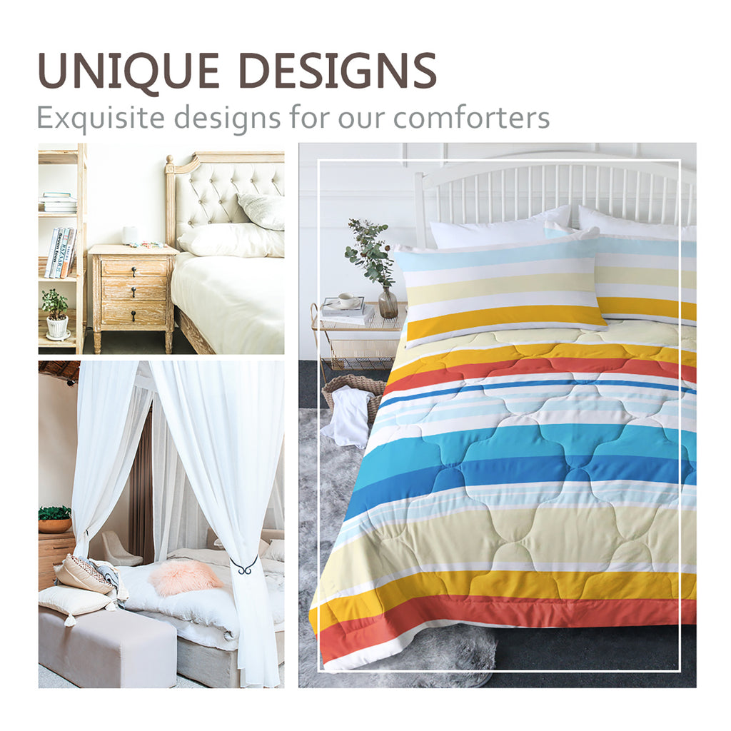 3-Piece Rainbow Stripe Comforter Set