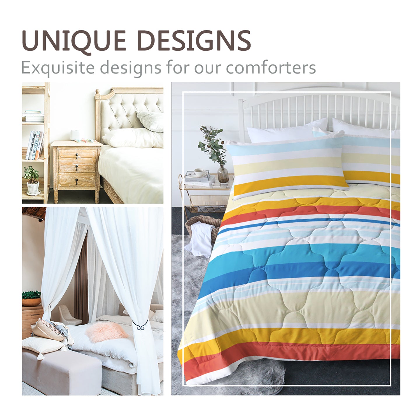 3-Piece Rainbow Stripe Comforter Set