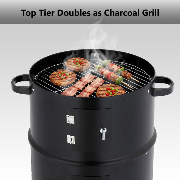 Black Vertical Barrel Smoker