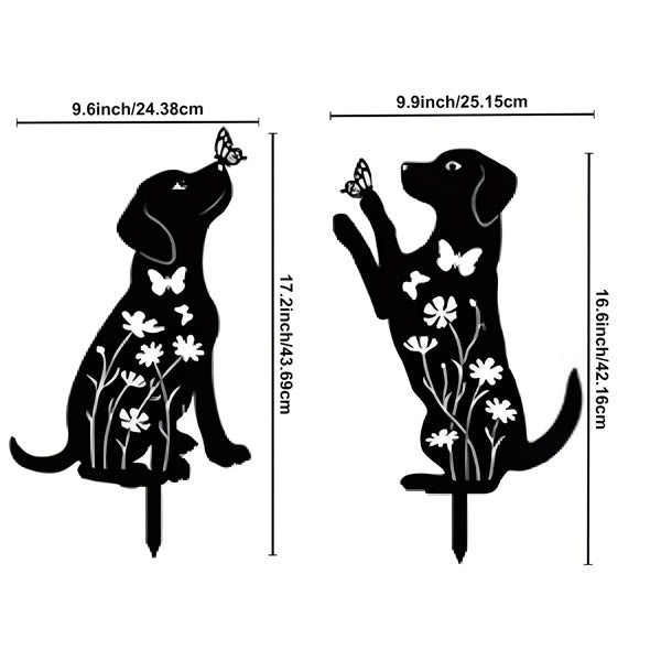2-Piece Metal Dog Garden Stakes