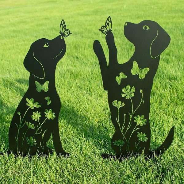 2-Piece Metal Dog Garden Stakes