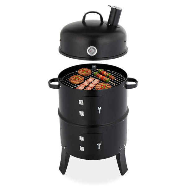 Black Vertical Barrel Smoker