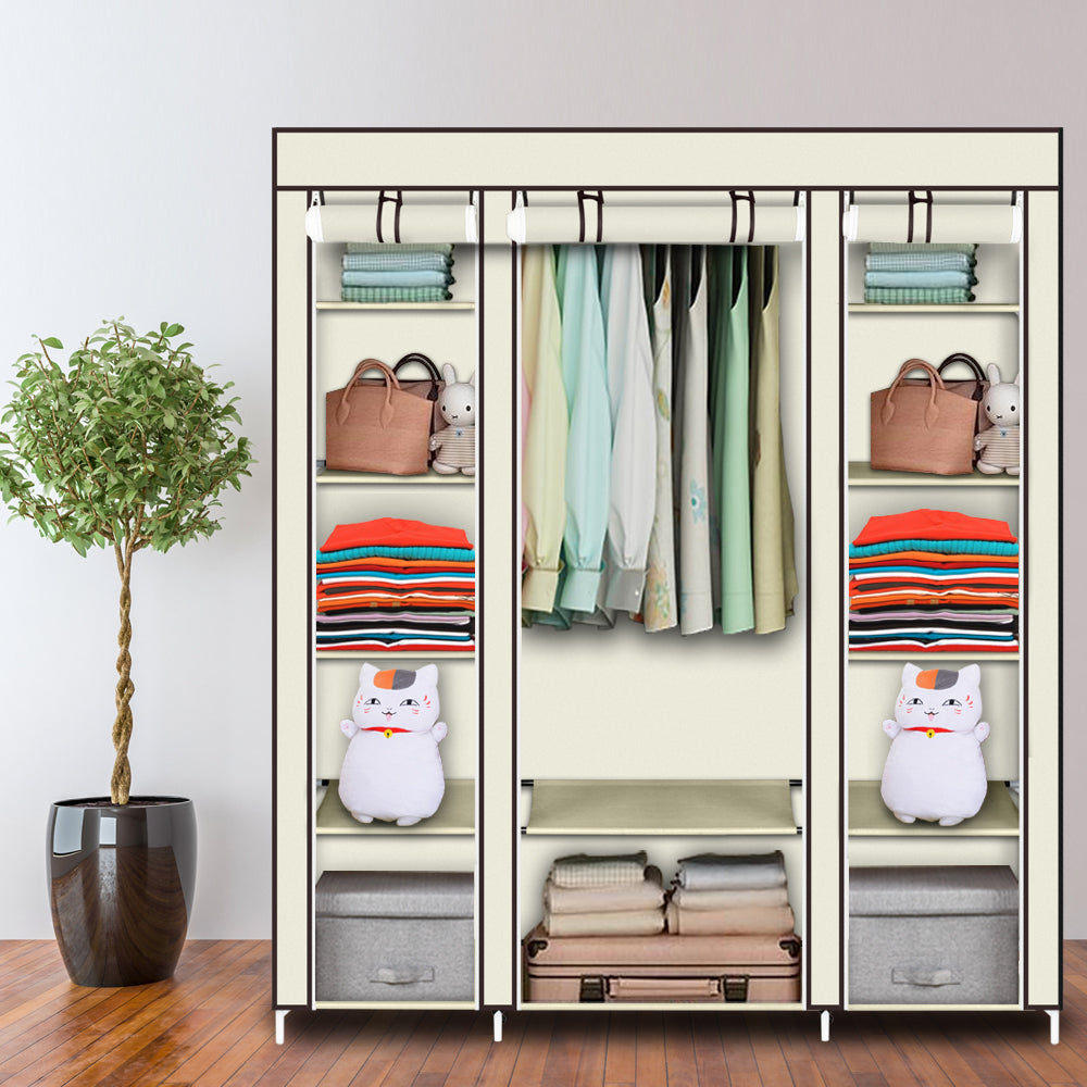 12-Compartment Portable Wardrobe - Beige