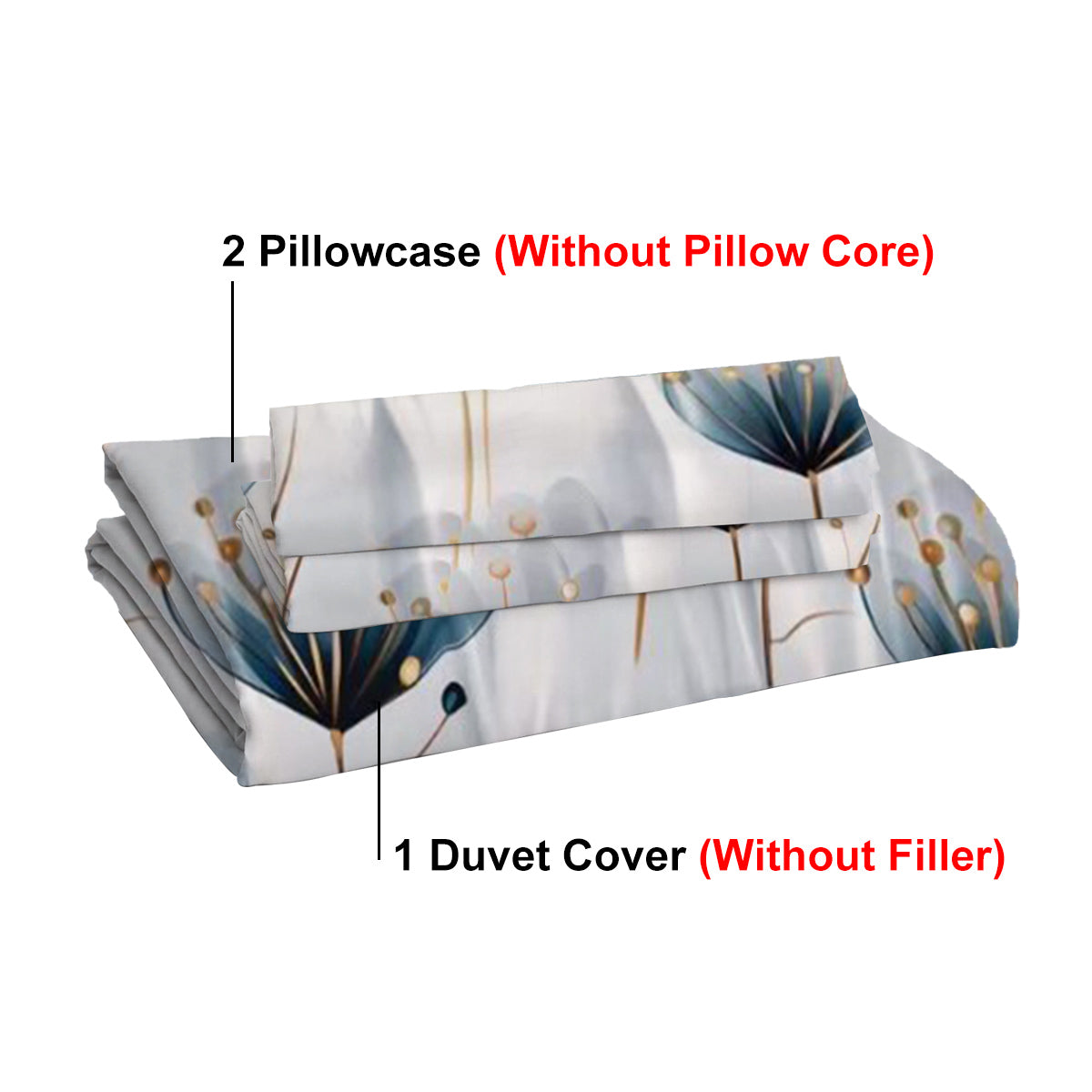 3-Piece Blue & White Floral Duvet Cover Set