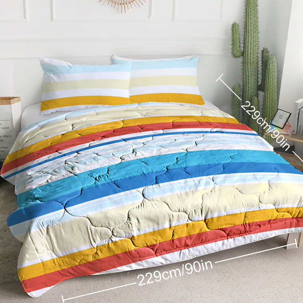 3-Piece Rainbow Stripe Comforter Set