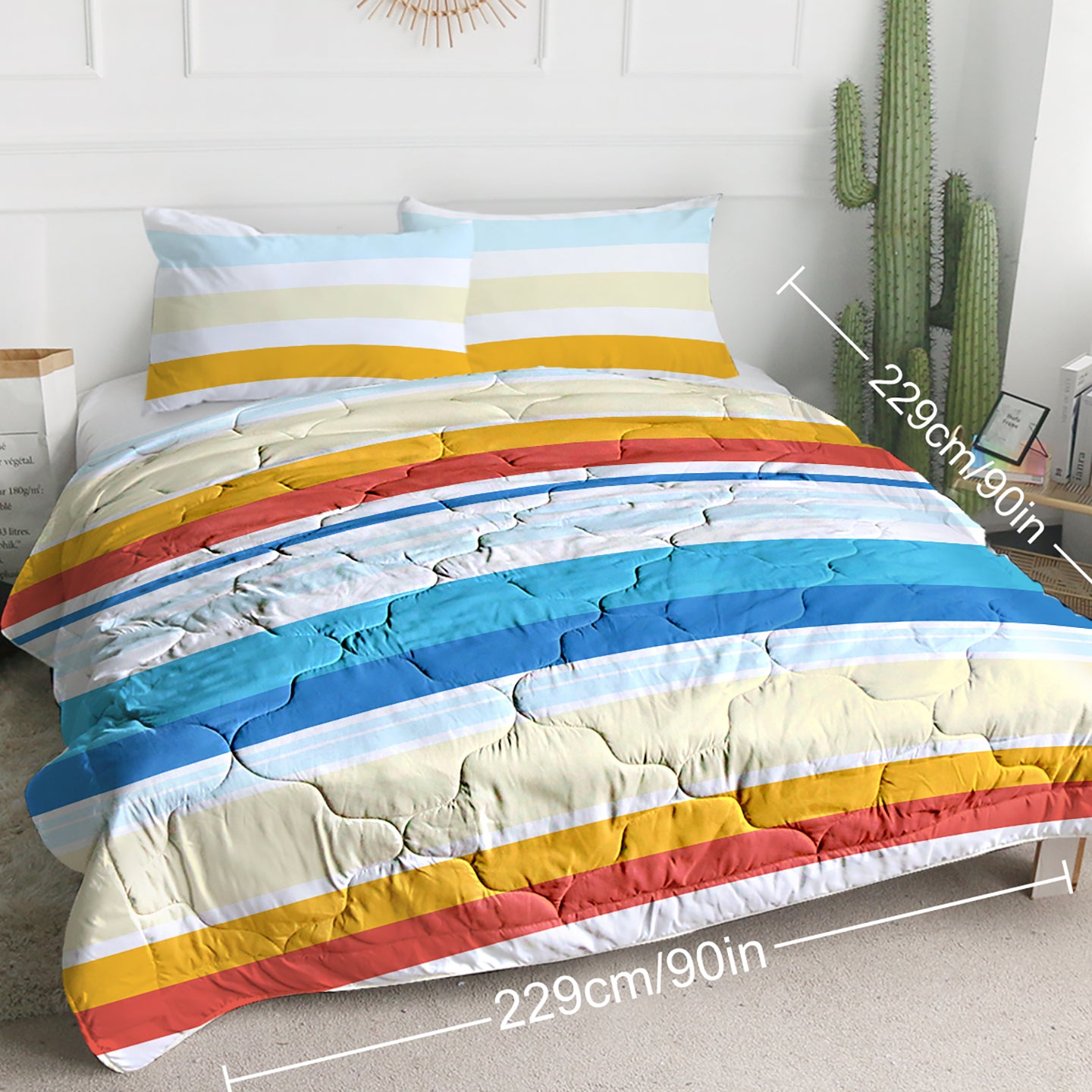 3-Piece Rainbow Stripe Comforter Set