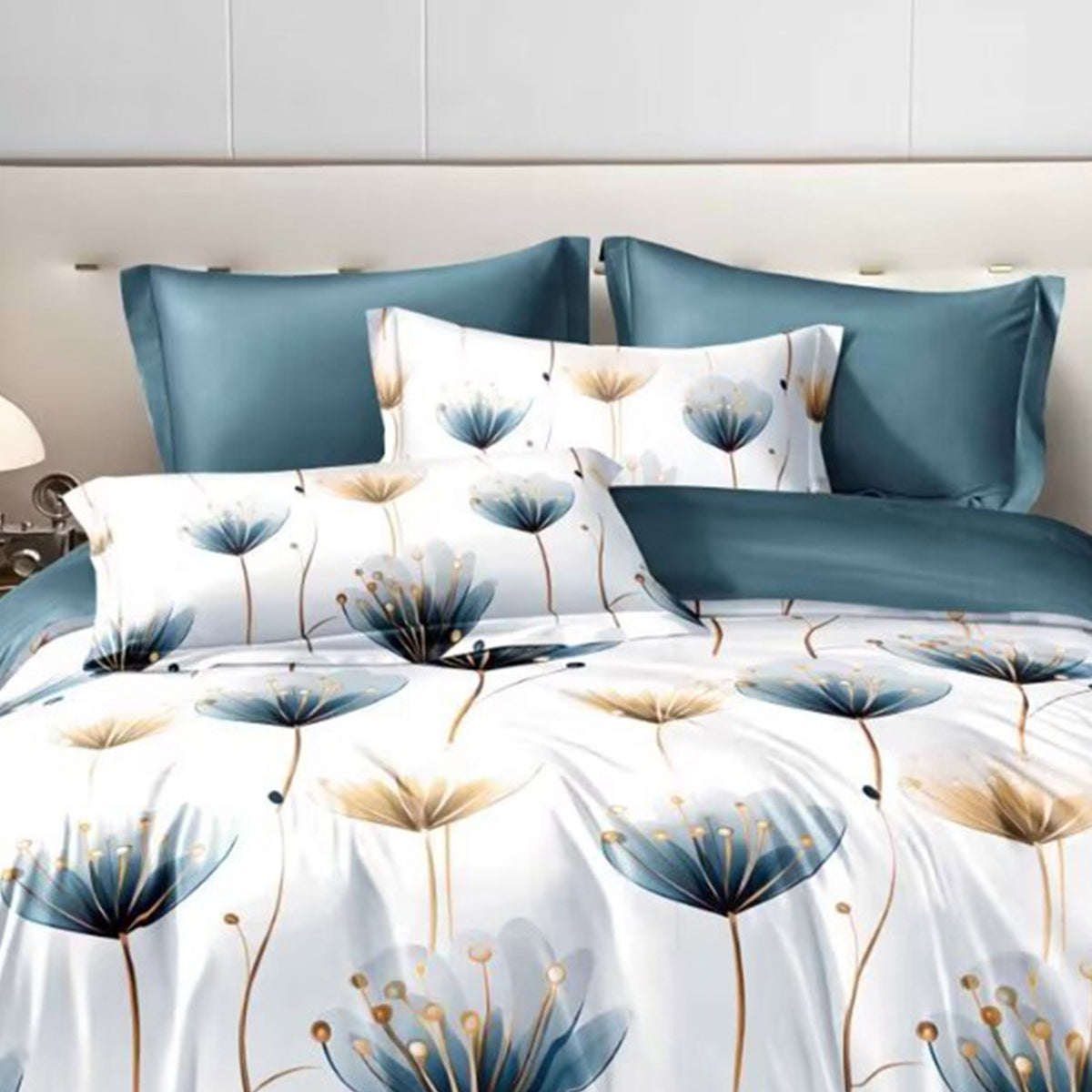 3-Piece Blue & White Floral Duvet Cover Set