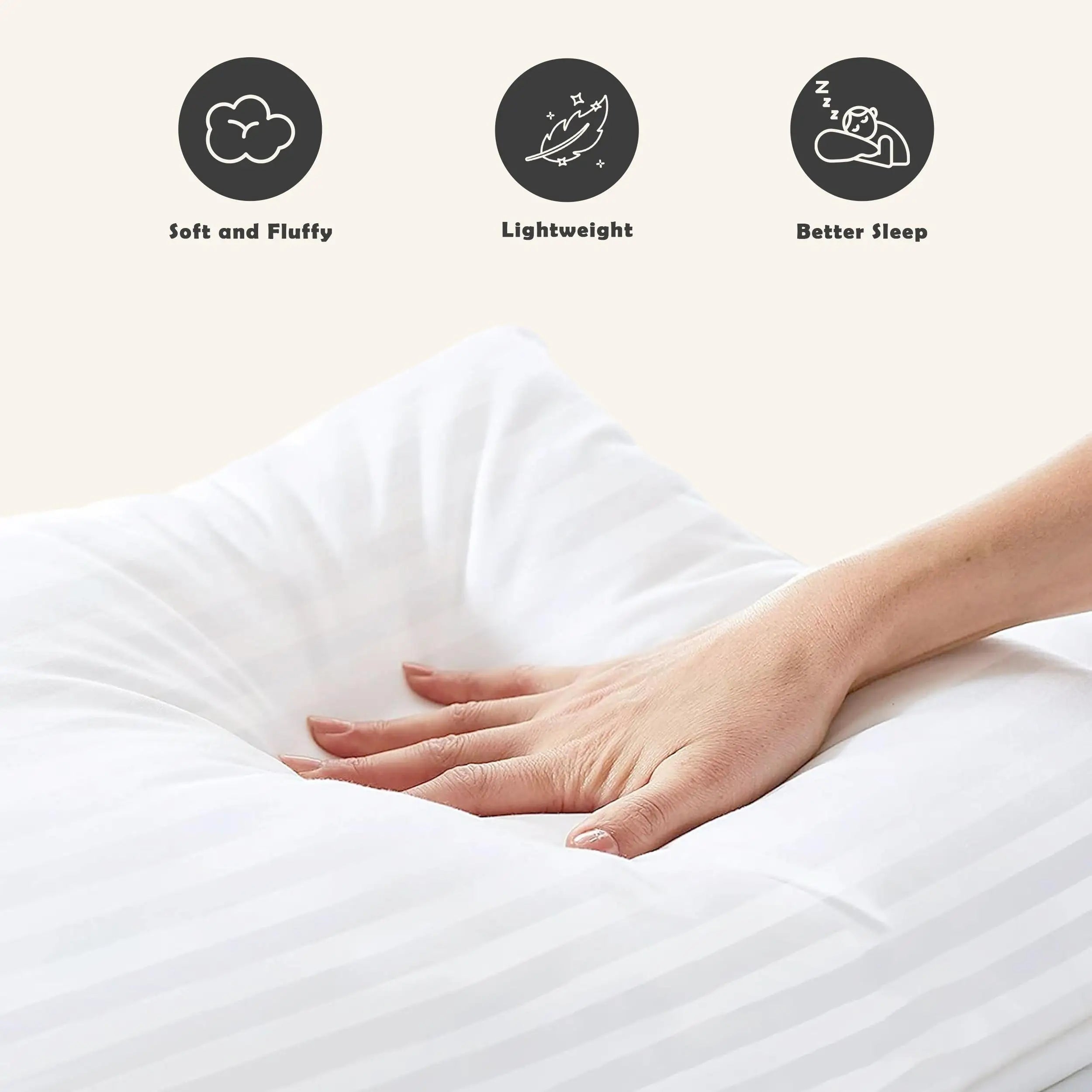 LUX Décor Hotel Stripe Pillows Set of 2 – Down Alternative Bed Pillows for Sleeping – Soft & Supportive Hotel Quality