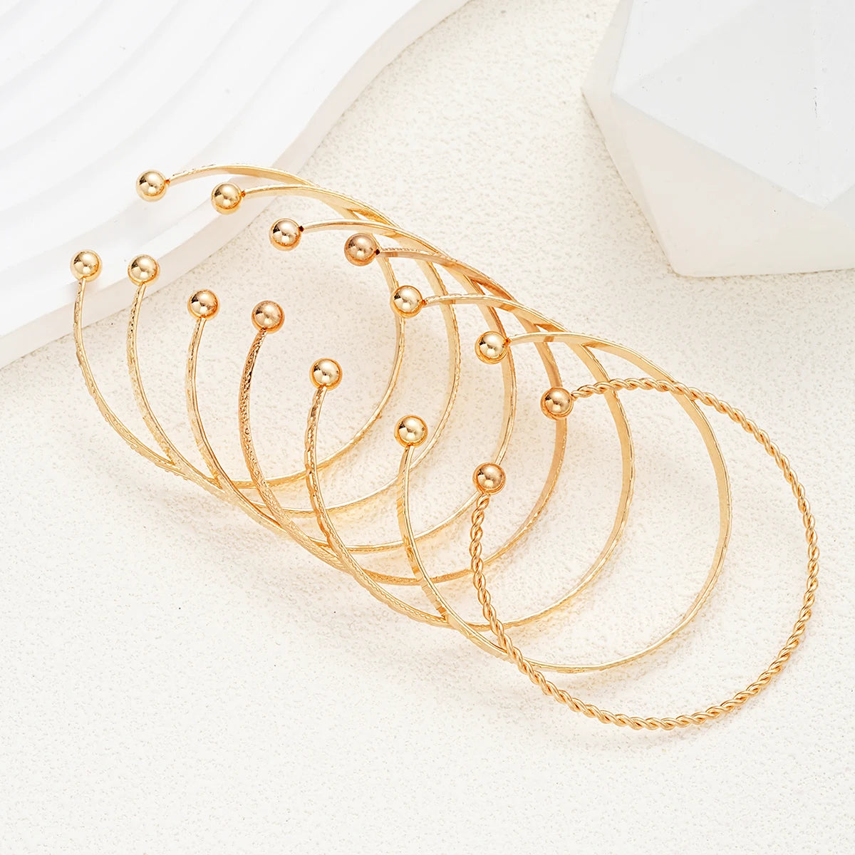 7 Pcs/Set Punk Gold Color Bracelets for Women Streetwear