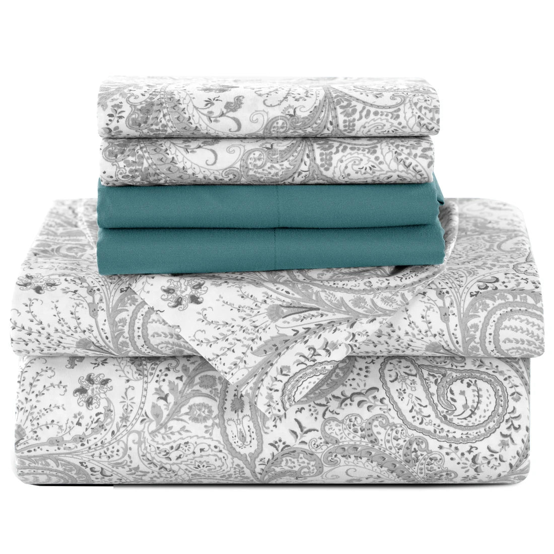Lux Decor 6Pc Paisley Sheet Set – Soft Microfiber, Wrinkle-Free, Luxurious Printed Bed Sheets
