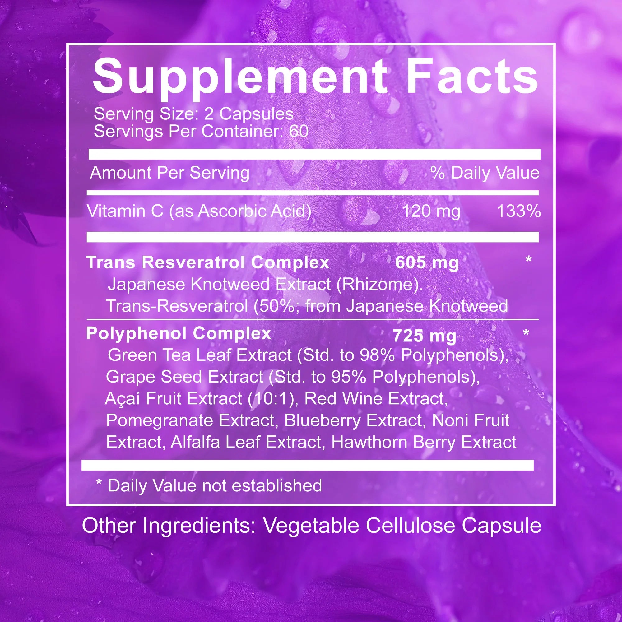 Resveratrol - Enhance The Immune System, Promote Skin Smoothness, Metabolism - 120 Capsules