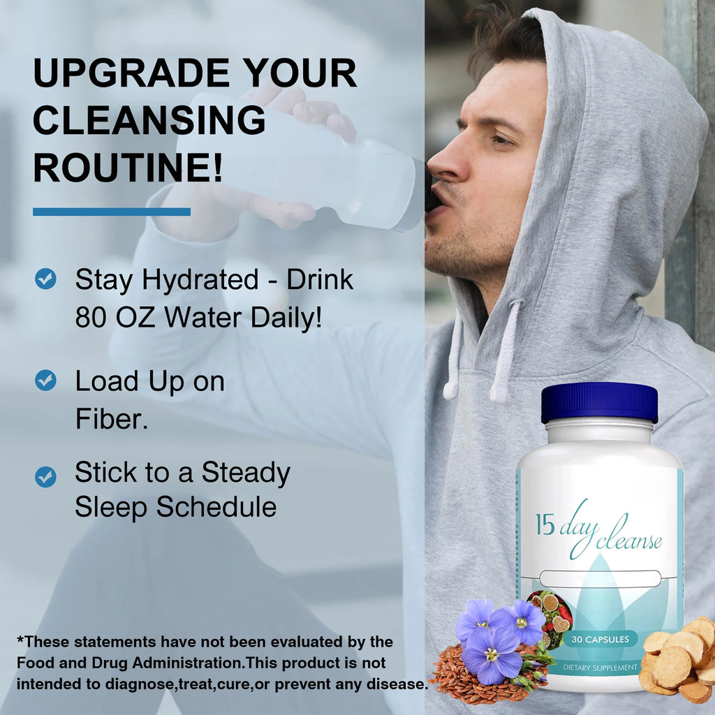 15 Day Colon Cleanse Detox - Supports Weight Loss, Advanced Bowel Movement, Constipation Relief and Relaxation - 30 Capsules