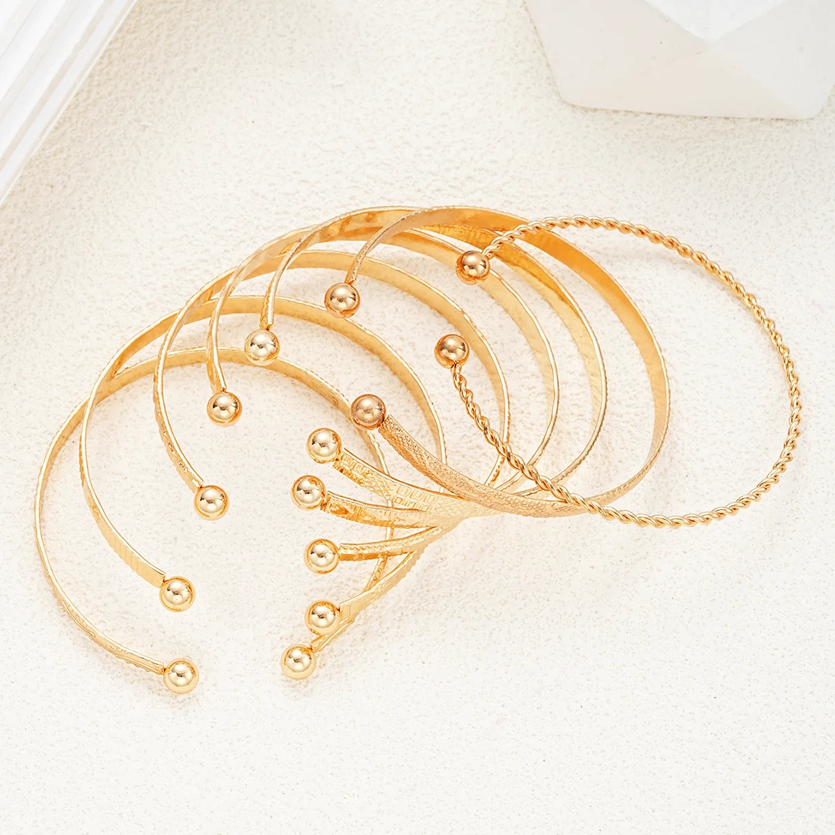 7 Pcs/Set Punk Gold Color Bracelets for Women Streetwear