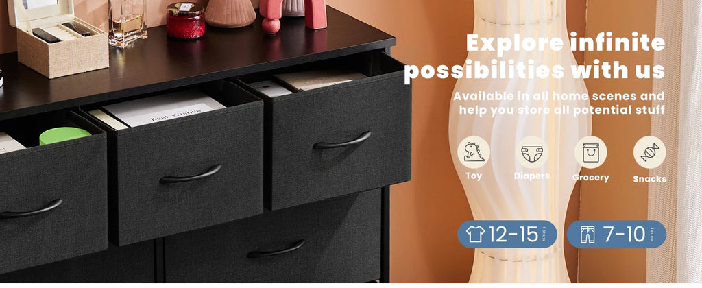 JHK Desser For Bedroom With 7 Fabric Drawers Organizer