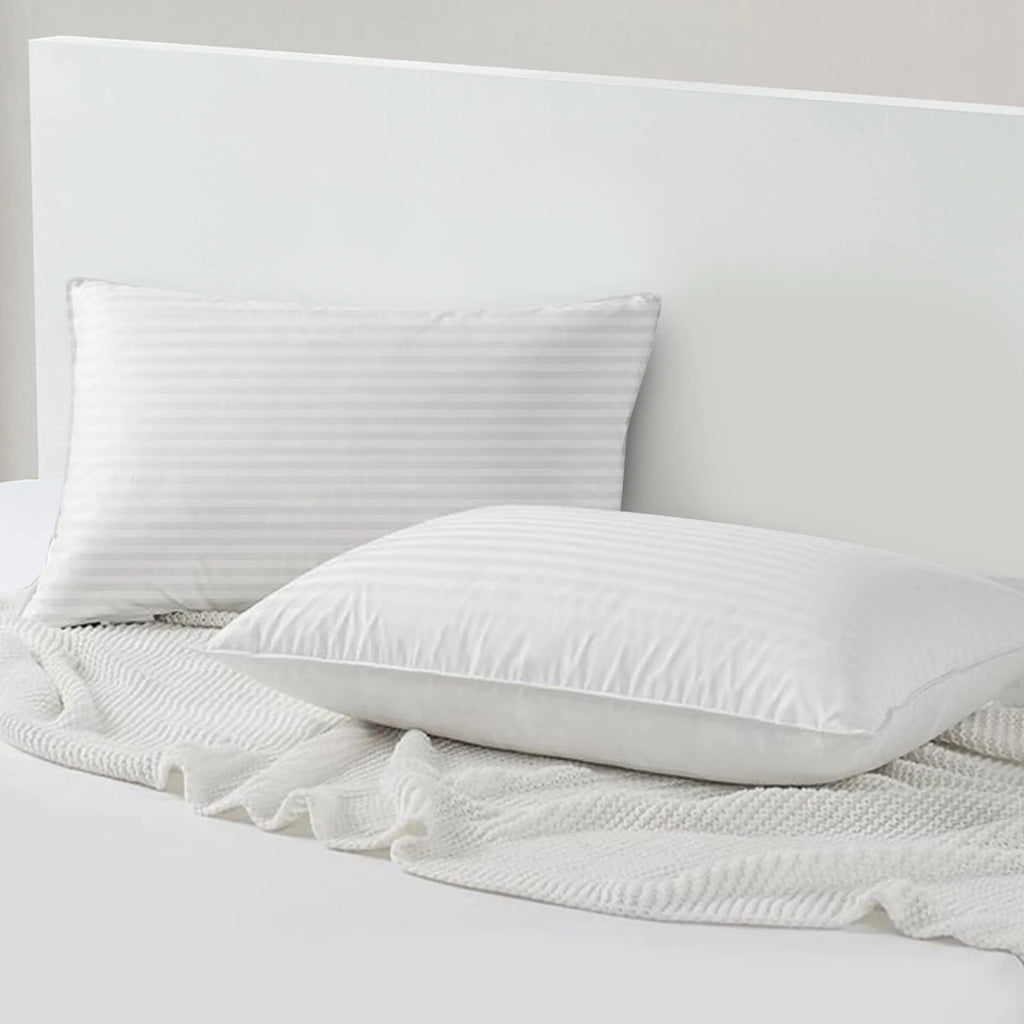LUX Décor Hotel Stripe Pillows Set of 2 – Down Alternative Bed Pillows for Sleeping – Soft & Supportive Hotel Quality