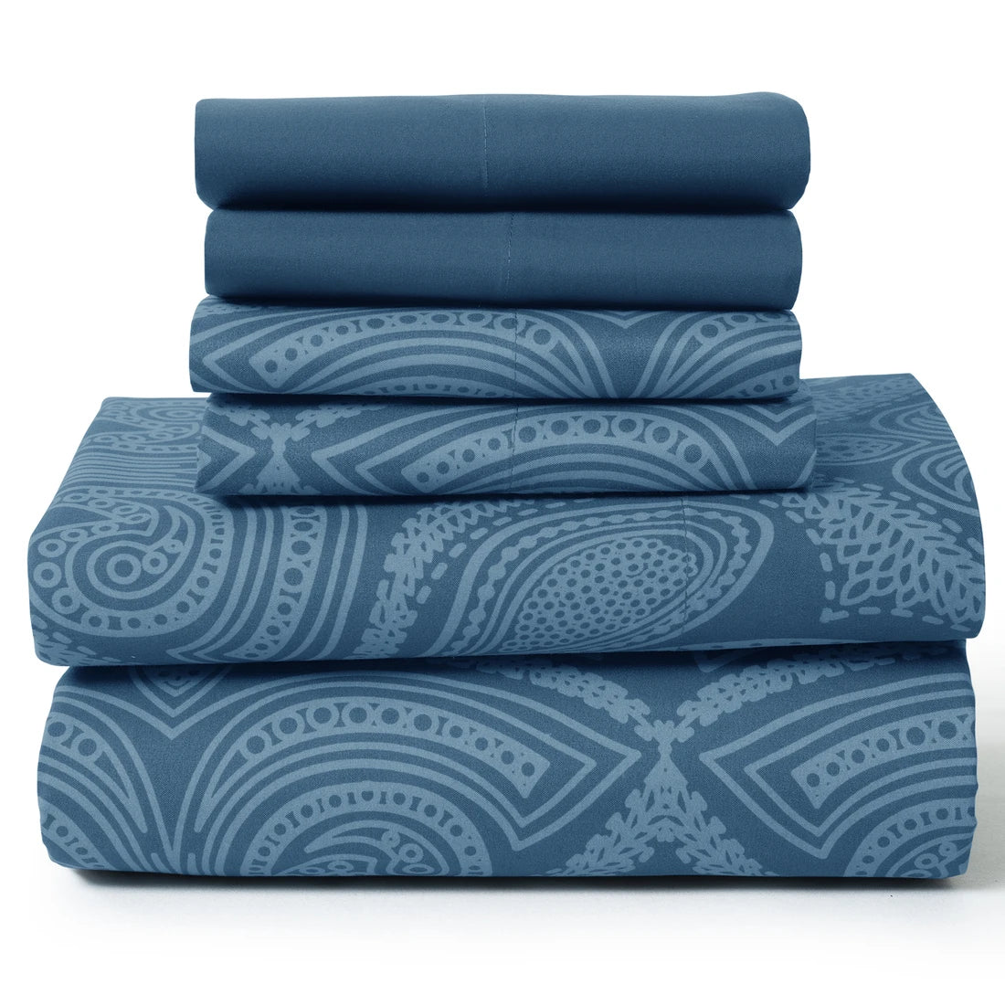 Lux Decor 6Pc Paisley Sheet Set – Soft Microfiber, Wrinkle-Free, Luxurious Printed Bed Sheets