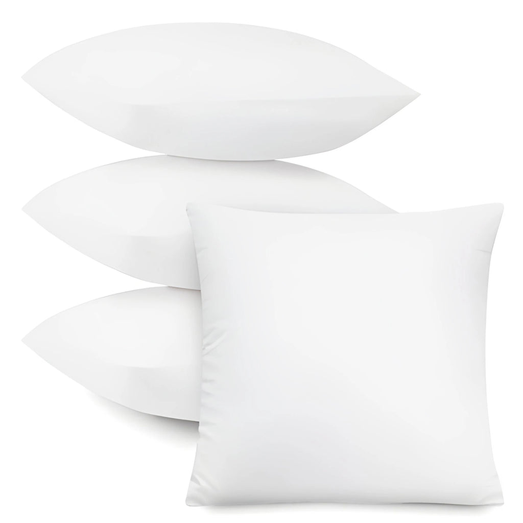 Lux Decor Throw Pillow Inserts – Set of 4 Soft Square Cushions with Fluffy, Supportive Fill for Bed, Sofa & Chair