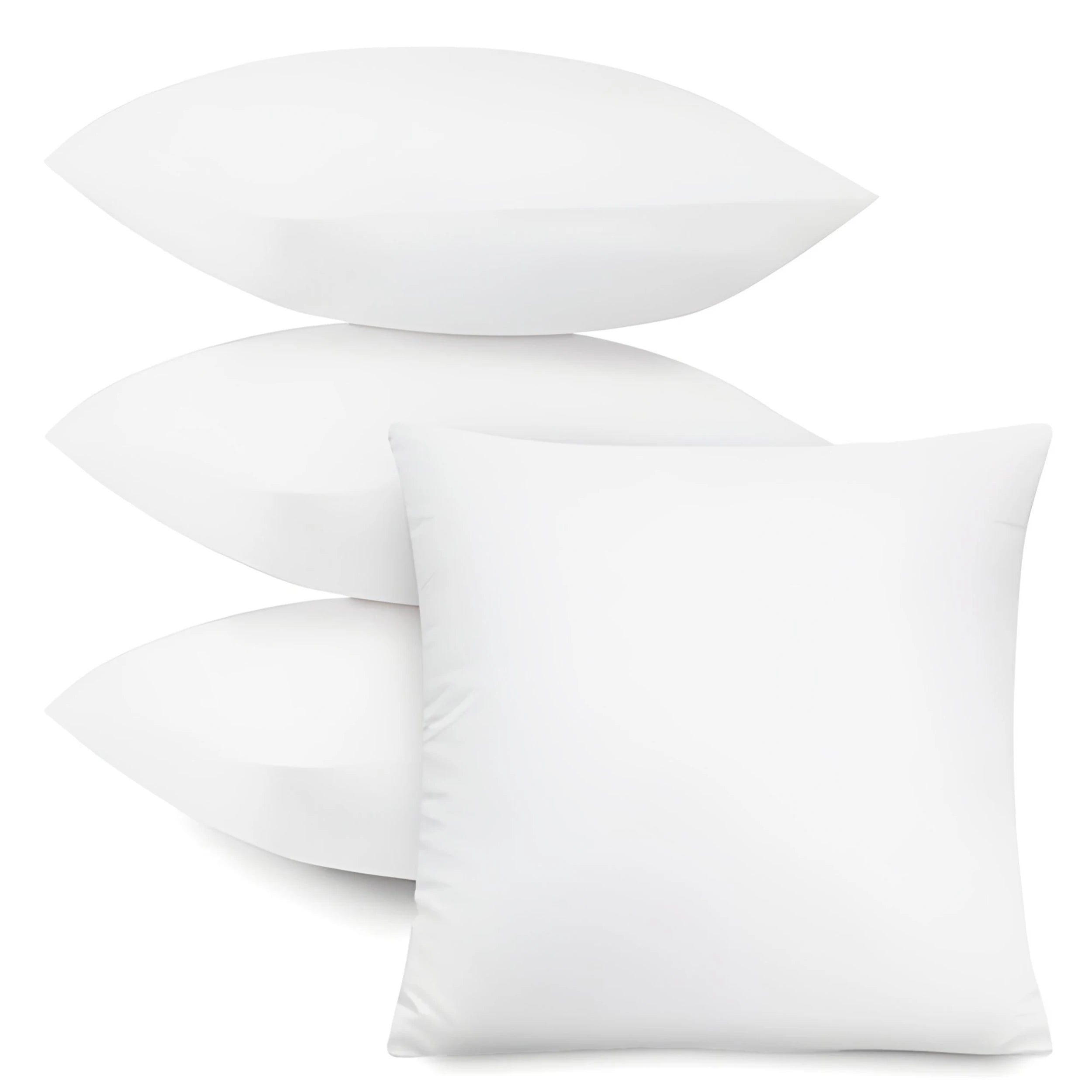 Lux Decor Throw Pillow Inserts – Set of 4 Soft Square Cushions with Fluffy, Supportive Fill for Bed, Sofa & Chair