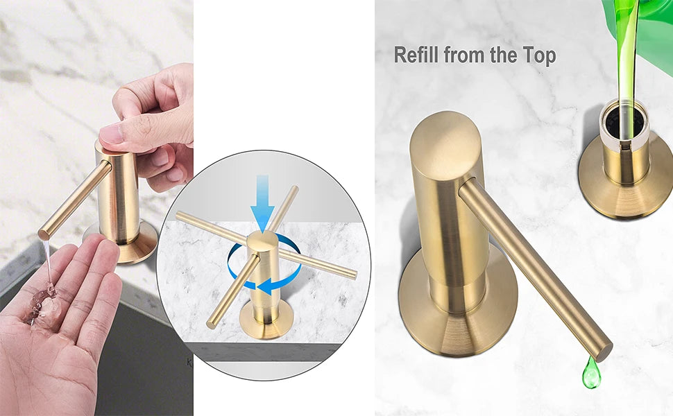 Samodra Black Liquid Soap Dispensers Brass Pump Head With 500ML PE Bottle