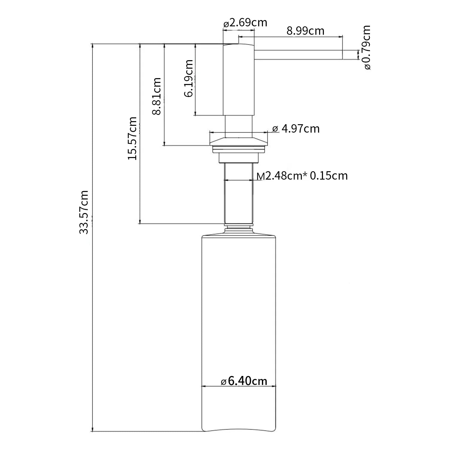 Samodra Black Liquid Soap Dispensers Brass Pump Head With 500ML PE Bottle