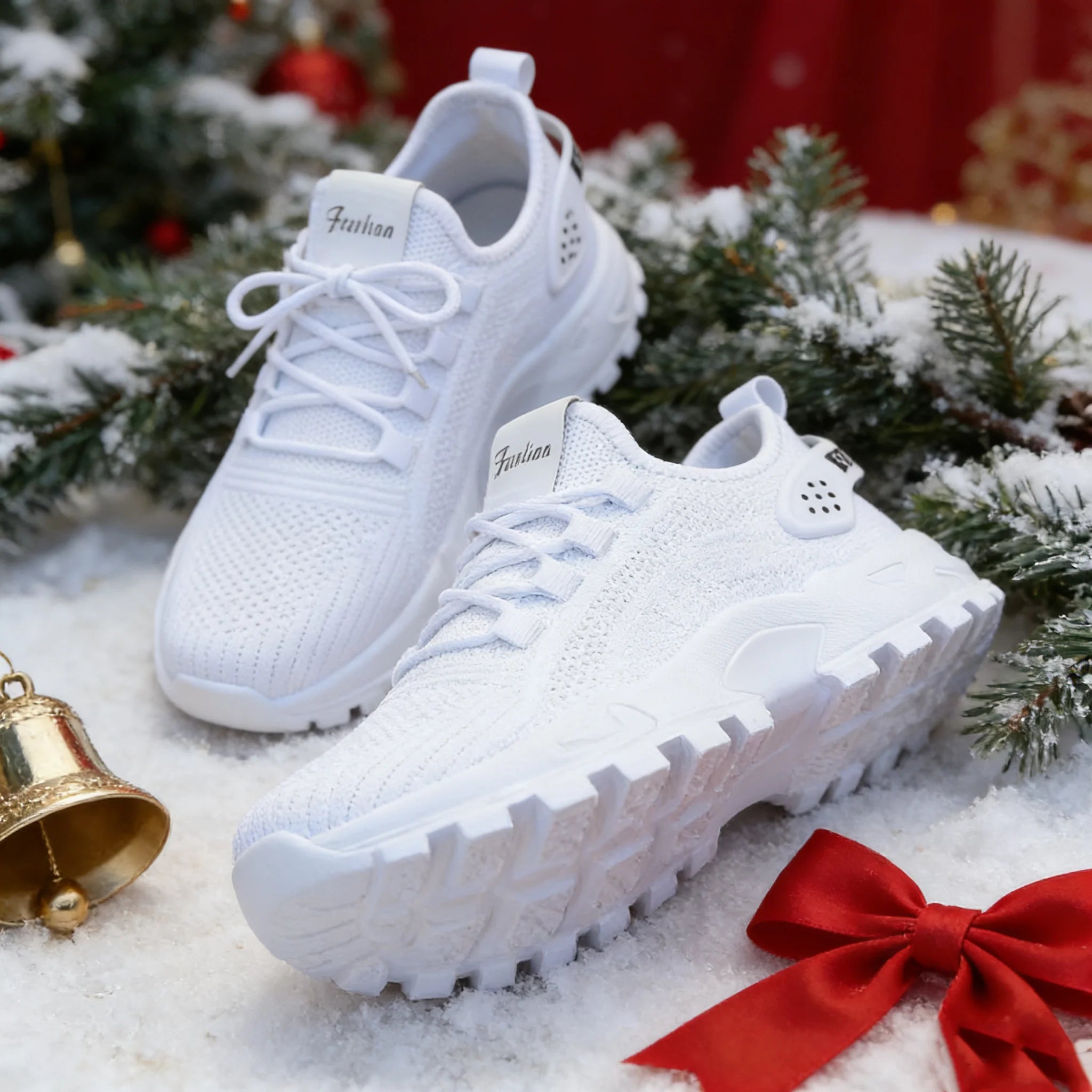 Fashion Knitted Sneakers for Women Mesh Breathable Lace-up Casual Sports Shoes Women's Casual Shoes