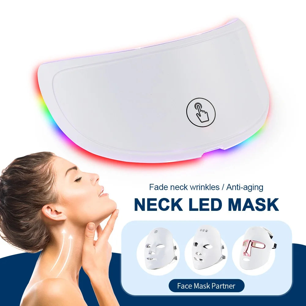 Neck LED Mask 7 Colors Photon Anti-Wrinkle Skin Brightening Neck Beauty Mask Skin Tightening Neck Wrinkle