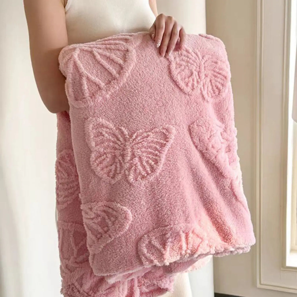 1Pc Premium 3D Butterfly Tufted Throw Blanket-Textured Breathability | Multi-Use for Bed, Couch,All-Season Cozy Soft