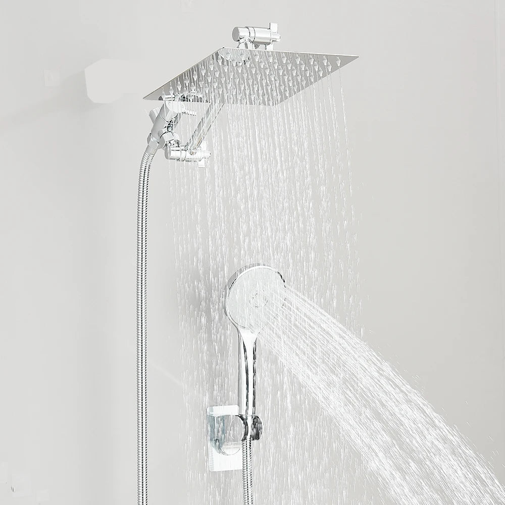 Shower Head Combo 8-12Inch High Pressure Rain Shower Head with Adjustable