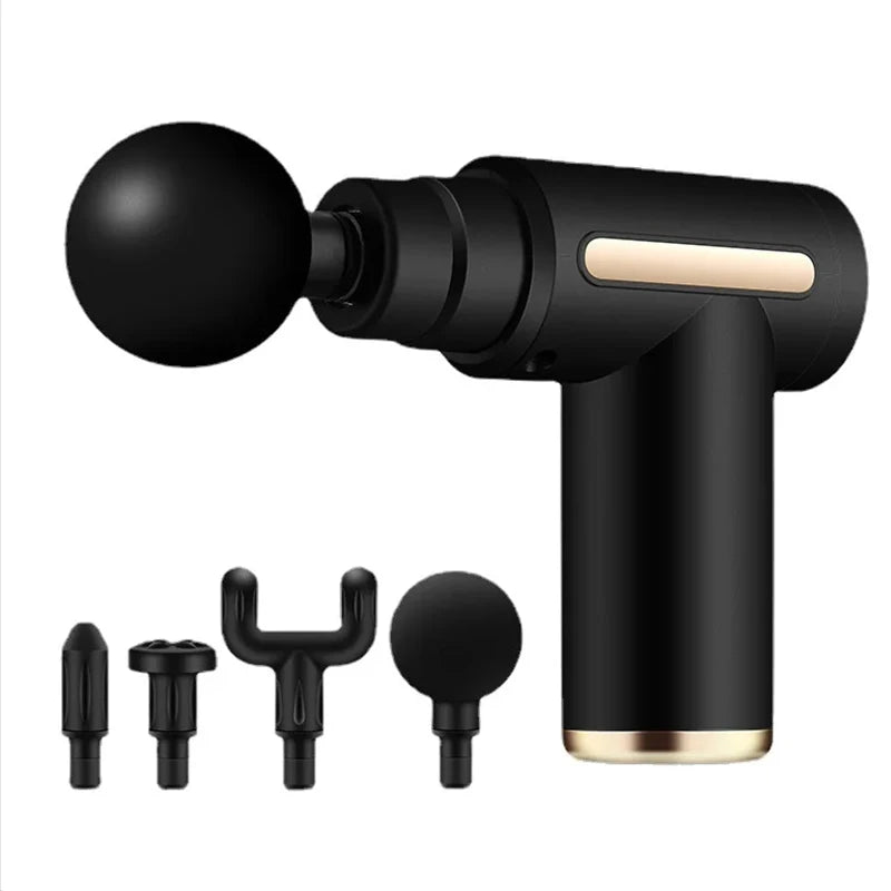 Mini Fascia Massage Gun Electric Massager Body Relaxation Belt 4 Replaceable Heads