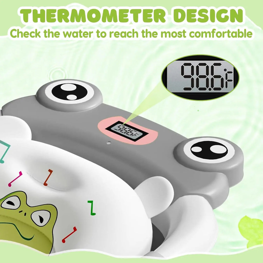 Baby Bath Tub with Bath Cushion Foldable Bathtub with Thermometer Shower Cap Shower and Toddler 0-36 Months