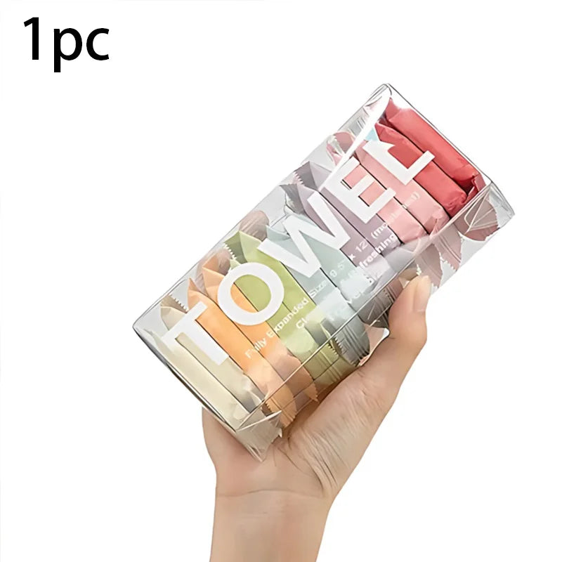 Compressed Towel Tablets - 100% Cotton Travel Essentials, Portable Face Cloths for Camping/Gym/Makeup Removal, Expandable