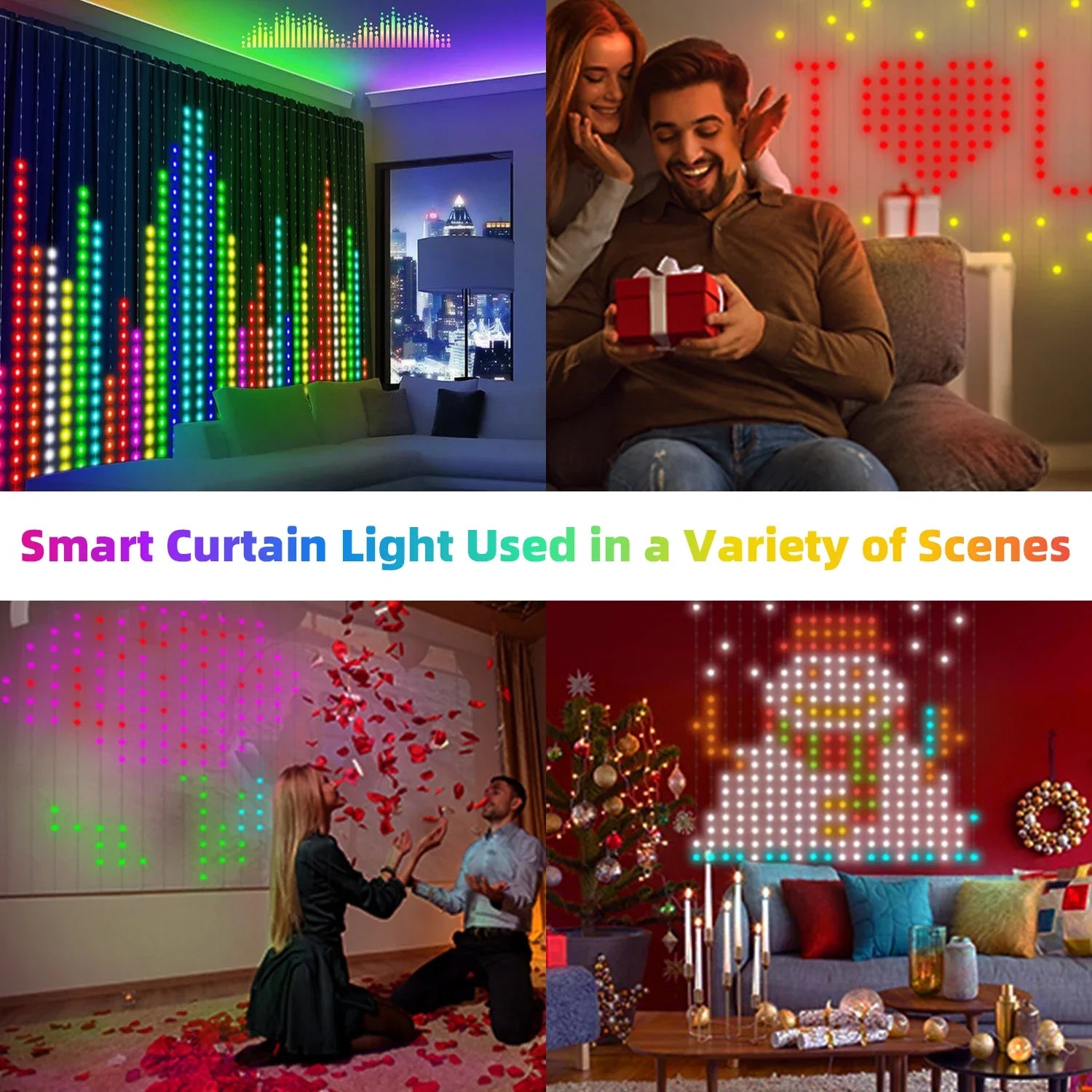 400 LED Smart Curtain Lights String Lights with App Remote Control