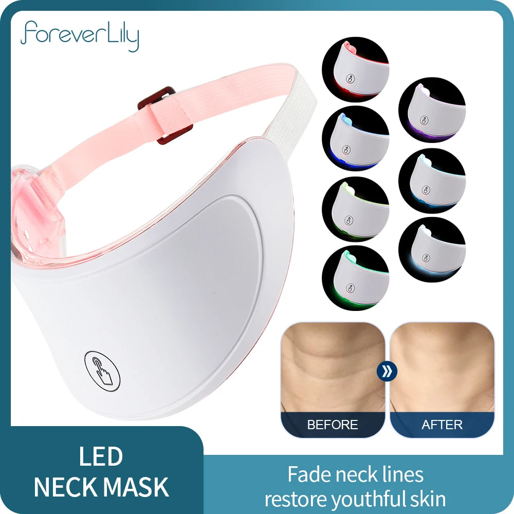 Neck LED Mask 7 Colors Photon Anti-Wrinkle Skin Brightening Neck Beauty Mask Skin Tightening Neck Wrinkle
