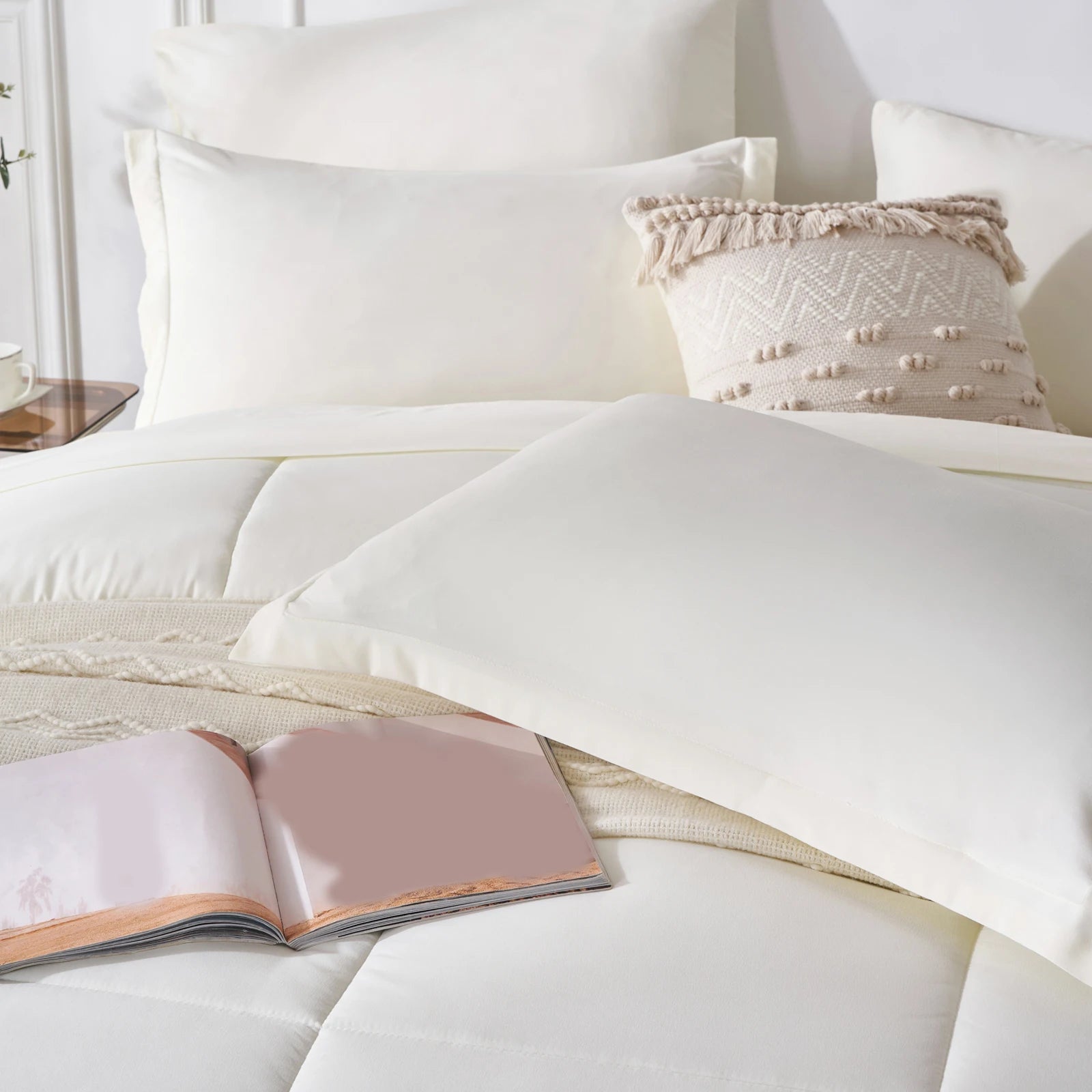 7 Piece Bed In A Bag Comforter Set Queen, Stylish solid geometry   Comforter And Sheet,Pillowcase Set, ideal gift