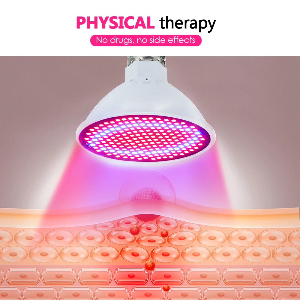200 LEDs Infrared Light Therapy Lamp Skin Care Anti Aging 660nm 850nm