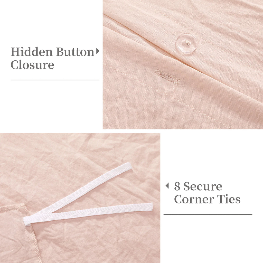 104"x90" Lotus Leaf Edge Bedding Duvet Cover Set Large Double Bed Bedroom Soft Washed