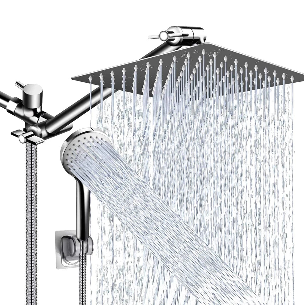 Shower Head Combo 8-12Inch High Pressure Rain Shower Head with Adjustable