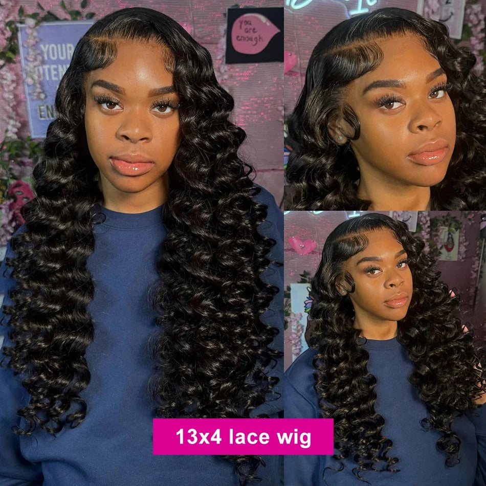 40 42 Inch Loose Wave 13x6 HD Lace Frontal Wig Human Hair Brazilian Loose Deep Waves Curly Wigs Lace Front Wigs For Women