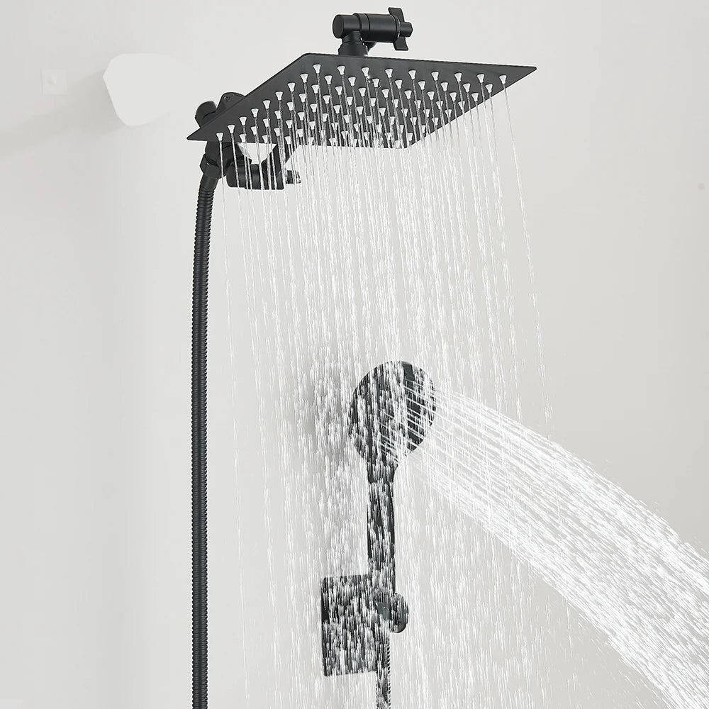 Shower Head Combo 8-12Inch High Pressure Rain Shower Head with Adjustable