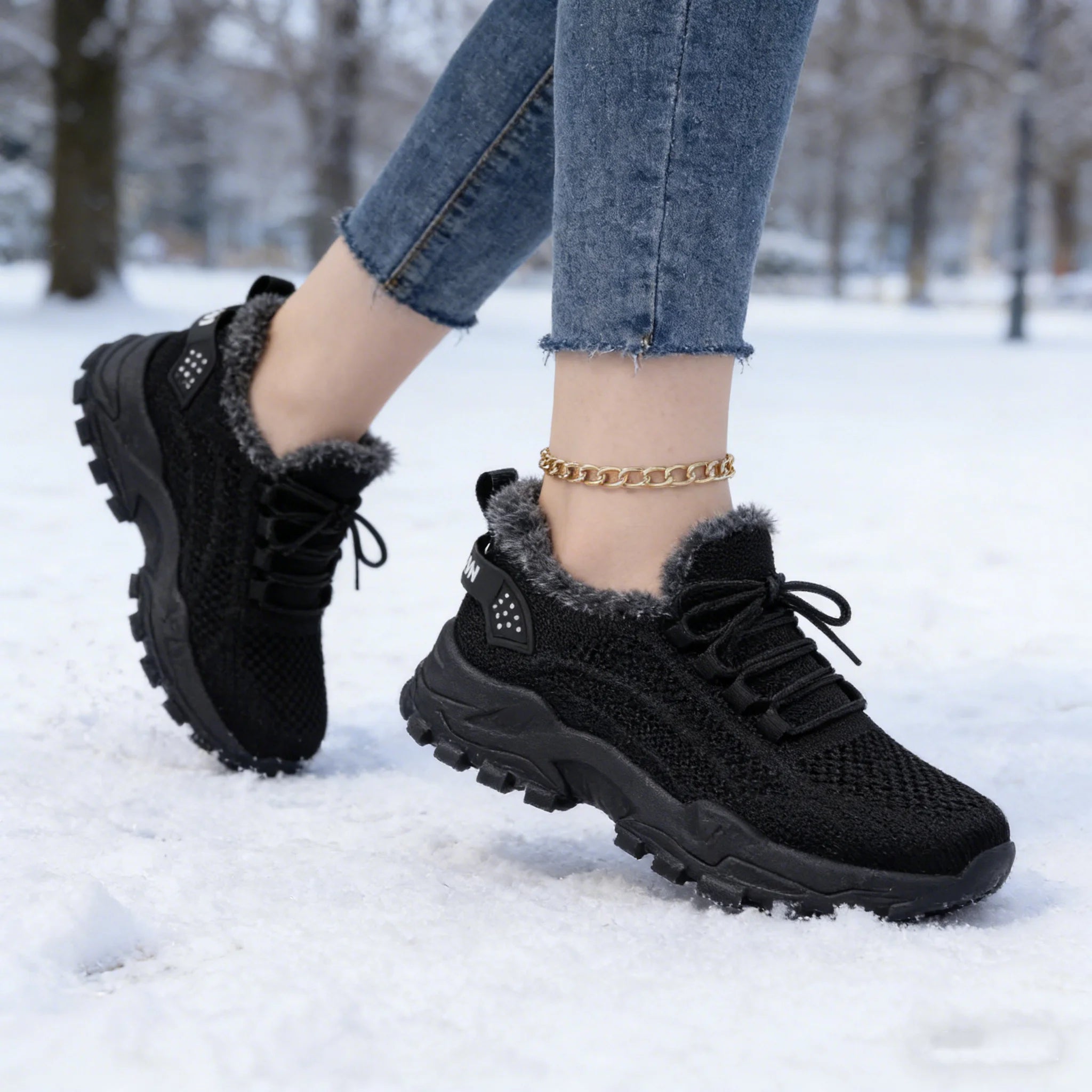 Women's Winter Lightweight Warm Sneakers Waterproof Non-Slip Outdoor Walking Shoes for Cold Weather Daily Commuting