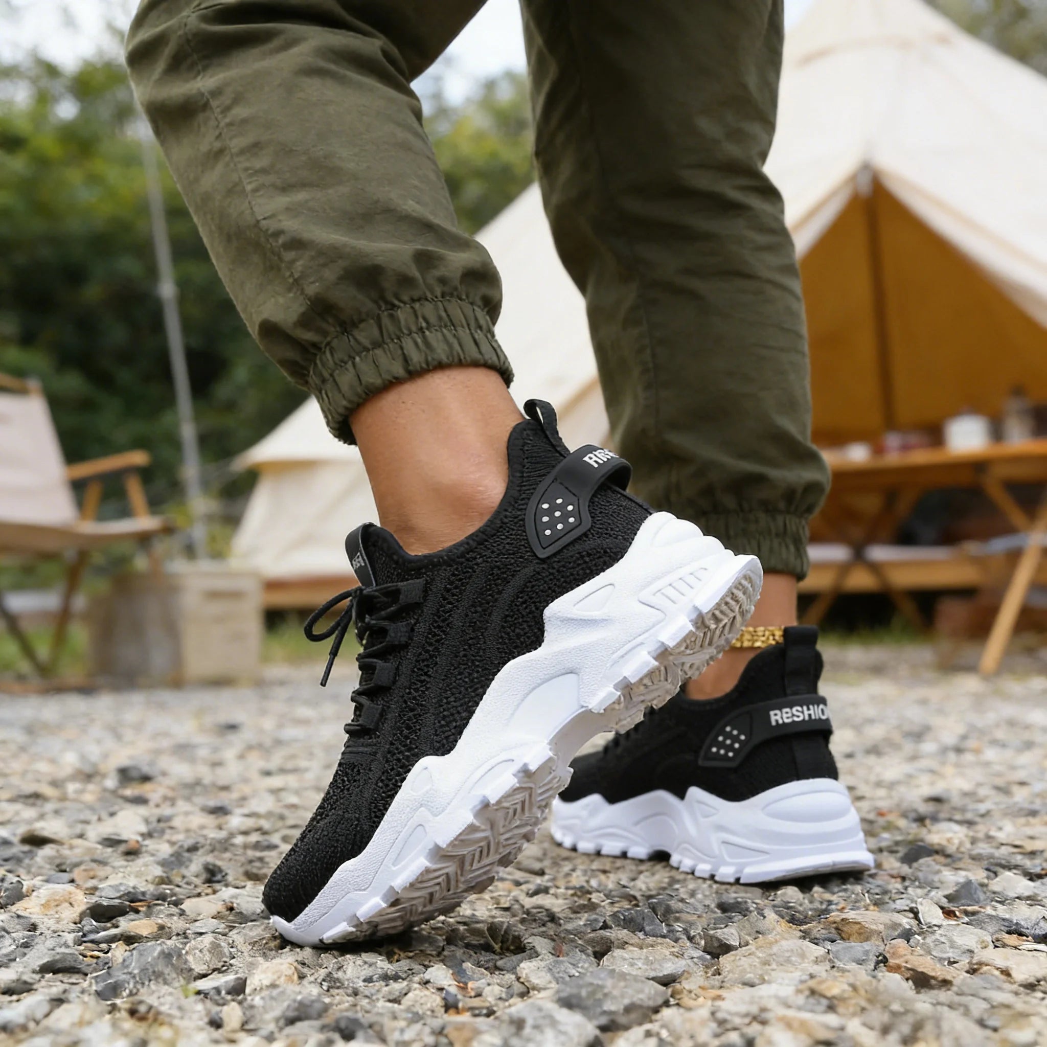 Fashion Knitted Sneakers for Women Mesh Breathable Lace-up Casual Sports Shoes Women's Casual Shoes