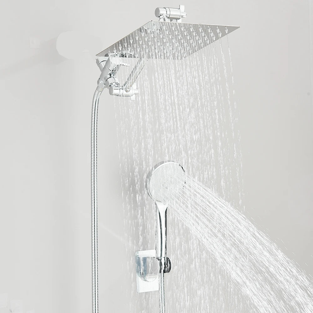 Shower Head Combo 8-12Inch High Pressure Rain Shower Head with Adjustable